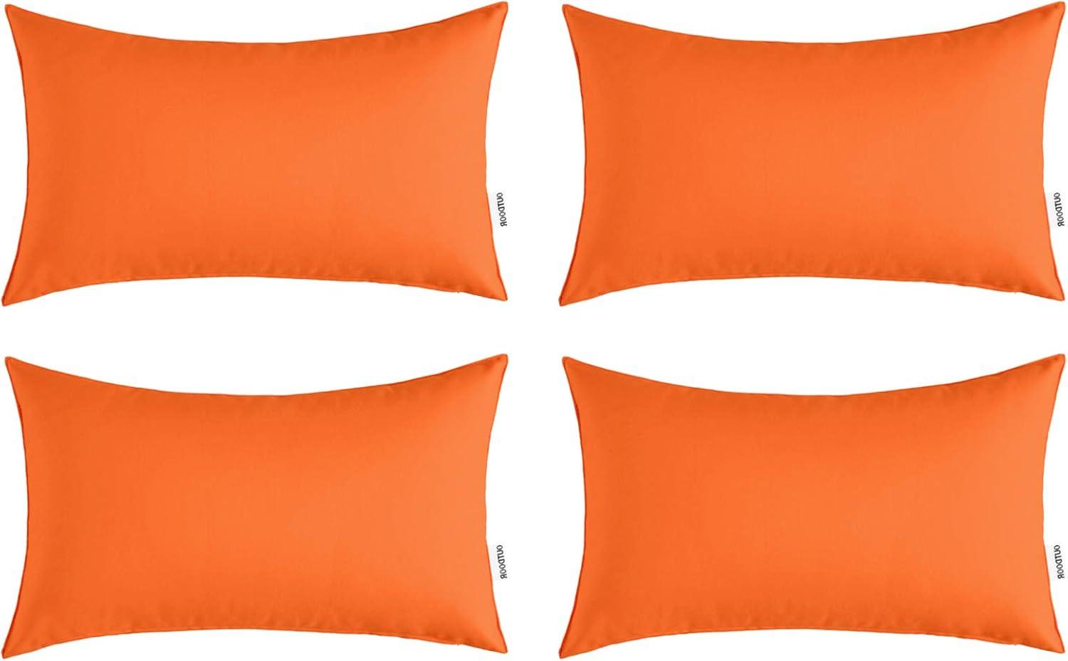 imageMIULEE Pack of 4 Decorative Outdoor Waterproof Summer Pillow Cover Square Garden Cushion Case PU Coating Throw Pillowcase Shell for Tent Park Couch 18x18 Inch Light GreyOrange