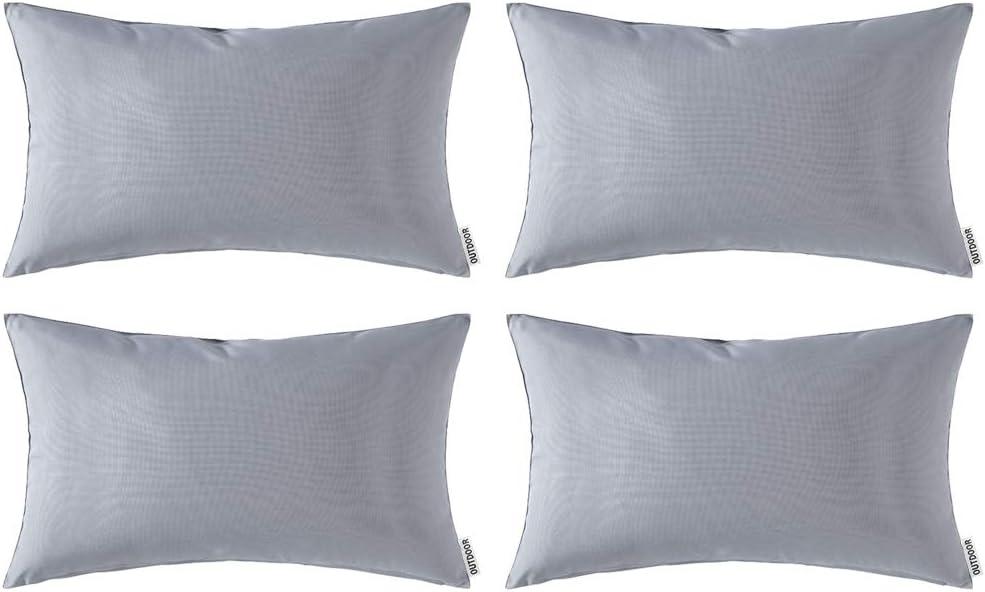 imageMIULEE Pack of 4 Decorative Outdoor Waterproof Summer Pillow Cover Square Garden Cushion Case PU Coating Throw Pillowcase Shell for Tent Park Couch 18x18 Inch Light GreyLight Grey