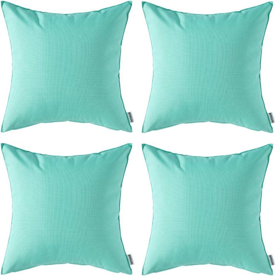 imageMIULEE Pack of 4 Decorative Outdoor Waterproof Summer Pillow Cover Square Garden Cushion Case PU Coating Throw Pillowcase Shell for Tent Park Couch 18x18 Inch Light GreyLight Green