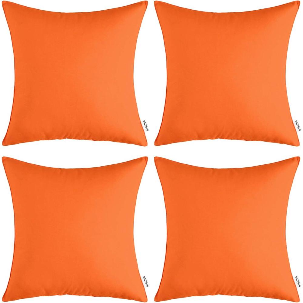 imageMIULEE Pack of 4 Decorative Outdoor Waterproof Summer Pillow Cover Square Garden Cushion Case PU Coating Throw Pillowcase Shell for Tent Park Couch 18x18 Inch Light GreyOrange