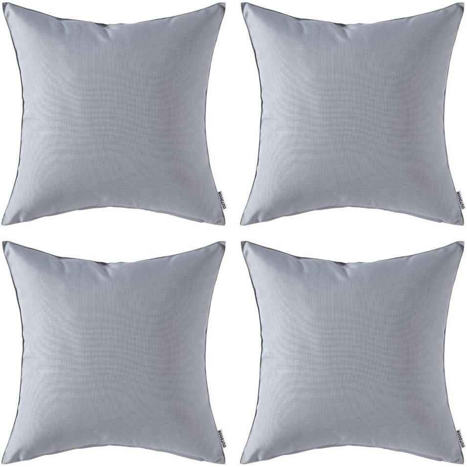 imageMIULEE Pack of 4 Decorative Outdoor Waterproof Summer Pillow Cover Square Garden Cushion Case PU Coating Throw Pillowcase Shell for Tent Park Couch 18x18 Inch Light GreyLight Grey
