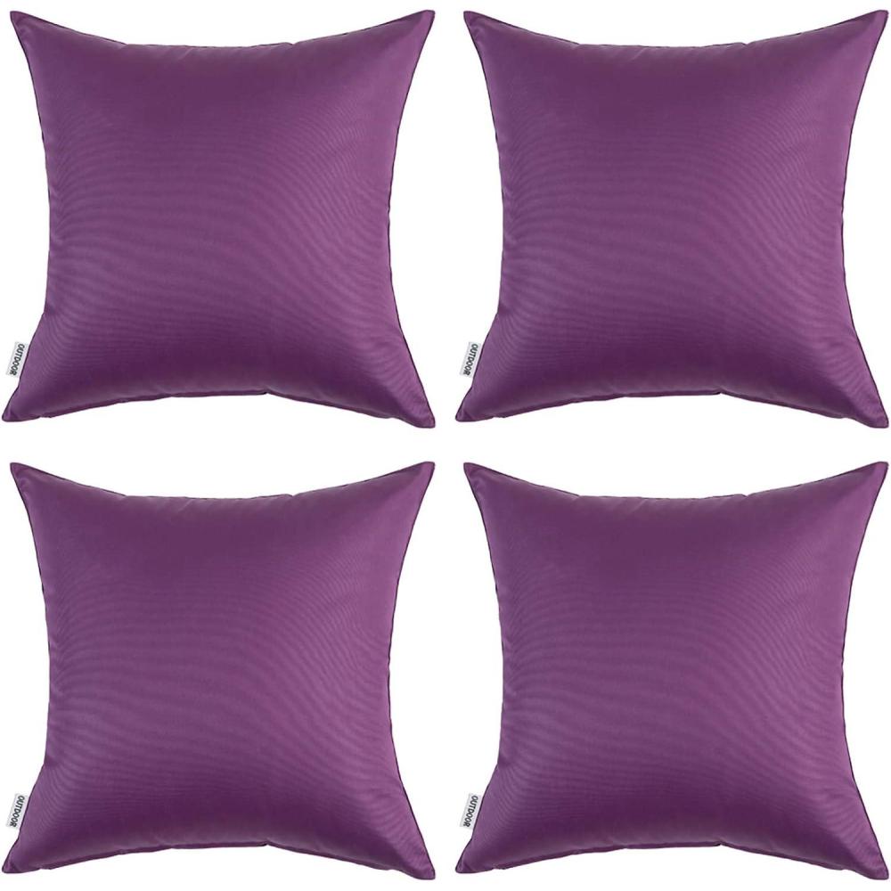 imageMIULEE Pack of 4 Decorative Outdoor Waterproof Summer Pillow Cover Square Garden Cushion Case PU Coating Throw Pillowcase Shell for Tent Park Couch 18x18 Inch Light GreyPurple