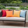 MIULEE Pack of 4 Decorative Outdoor Waterproof Summer Pillow Cover Square Garden Cushion Case PU Coating Throw Pillowcase Shell for Tent Park Couch 18×18 Inch Light Grey(Orange)