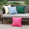 MIULEE Pack of 4 Decorative Outdoor Waterproof Summer Pillow Cover Square Garden Cushion Case PU Coating Throw Pillowcase Shell for Tent Park Couch 18×18 Inch Light Grey(Hot Pink)