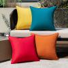 MIULEE Pack of 4 Decorative Outdoor Waterproof Summer Pillow Cover Square Garden Cushion Case PU Coating Throw Pillowcase Shell for Tent Park Couch 18×18 Inch Light Grey(Red/Blue)