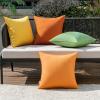 MIULEE Pack of 4 Decorative Outdoor Waterproof Summer Pillow Cover Square Garden Cushion Case PU Coating Throw Pillowcase Shell for Tent Park Couch 18×18 Inch Light Grey(Orange/Green)