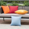 MIULEE Pack of 4 Decorative Outdoor Waterproof Summer Pillow Cover Square Garden Cushion Case PU Coating Throw Pillowcase Shell for Tent Park Couch 18×18 Inch Light Grey(Red/Yellow)