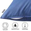 MIULEE Pack of 4 Decorative Outdoor Waterproof Summer Pillow Cover Square Garden Cushion Case PU Coating Throw Pillowcase Shell for Tent Park Couch 18×18 Inch Light Grey(Navy Blue)