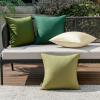 MIULEE Pack of 4 Decorative Outdoor Waterproof Summer Pillow Cover Square Garden Cushion Case PU Coating Throw Pillowcase Shell for Tent Park Couch 18×18 Inch Light Grey(Green)