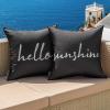 MIULEE Outdoor Waterproof Throw Pillow Covers Set of 2 Hello Sunshine Decorative Outdoor Rectangular Pillowcases for Chair Patio Garden Couch Tent Balcony Sofa Orange 12×20 Inch(Black)