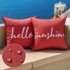 MIULEE Outdoor Waterproof Throw Pillow Covers Set of 2 Hello Sunshine Decorative Outdoor Rectangular Pillowcases for Chair Patio Garden Couch Tent Balcony Sofa Orange 12×20 Inch(Red)