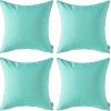 MIULEE Pack of 4 Decorative Outdoor Waterproof Summer Pillow Cover Square Garden Cushion Case PU Coating Throw Pillowcase Shell for Tent Park Couch 18×18 Inch Light Grey(Light Green)