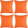 MIULEE Pack of 4 Decorative Outdoor Waterproof Summer Pillow Cover Square Garden Cushion Case PU Coating Throw Pillowcase Shell for Tent Park Couch 18×18 Inch Light Grey(Orange)