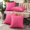 MIULEE Pack of 4 Decorative Outdoor Waterproof Summer Pillow Cover Square Garden Cushion Case PU Coating Throw Pillowcase Shell for Tent Park Couch 18×18 Inch Light Grey(Hot Pink)