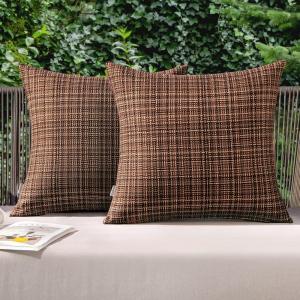 MIULEE Outdoor Waterproof Throw Pillow Covers Decorative Farmhouse Water Resistant Cushion Covers for Tent Patio Garden Couch Sofa Pack of 2, 18×18 Inch Coffee(Coffee)