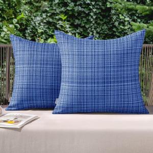 MIULEE Outdoor Waterproof Throw Pillow Covers Decorative Farmhouse Water Resistant Cushion Covers for Tent Patio Garden Couch Sofa Pack of 2, 18×18 Inch Coffee(Blue)