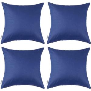 MIULEE Pack of 4 Decorative Outdoor Waterproof Summer Pillow Cover Square Garden Cushion Case PU Coating Throw Pillowcase Shell for Tent Park Couch 18×18 Inch Light Grey(Navy Blue)