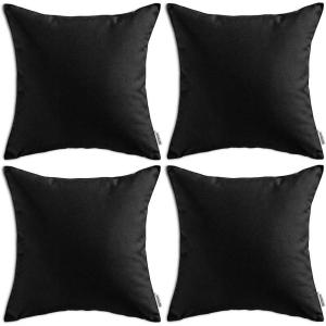 MIULEE Pack of 4 Decorative Outdoor Waterproof Summer Pillow Cover Square Garden Cushion Case PU Coating Throw Pillowcase Shell for Tent Park Couch 18×18 Inch Light Grey(Black)