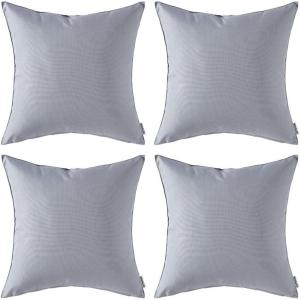 MIULEE Pack of 4 Decorative Outdoor Waterproof Summer Pillow Cover Square Garden Cushion Case PU Coating Throw Pillowcase Shell for Tent Park Couch 18×18 Inch Light Grey(Light Grey)