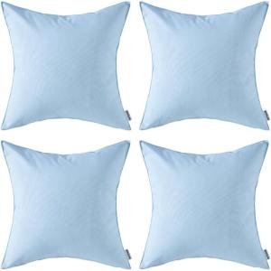 MIULEE Pack of 4 Decorative Outdoor Waterproof Summer Pillow Cover Square Garden Cushion Case PU Coating Throw Pillowcase Shell for Tent Park Couch 18×18 Inch Light Grey(Light Blue)