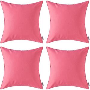MIULEE Pack of 4 Decorative Outdoor Waterproof Summer Pillow Cover Square Garden Cushion Case PU Coating Throw Pillowcase Shell for Tent Park Couch 18×18 Inch Light Grey(Pink)