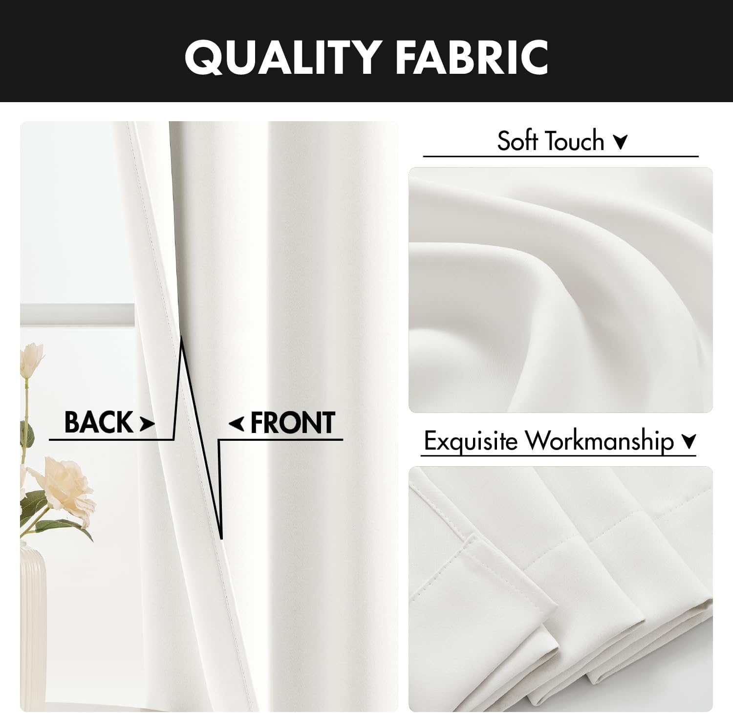 image:imageMIULEE Blackout Curtains 4 Panels Sets Black 63 Inch Length Top and Bottom Rod Pocket Room Darkening Curtains for Bedroom Windows 4 Pack Solid Thermal Insulated Light Blocking Curtain DrapesNatural