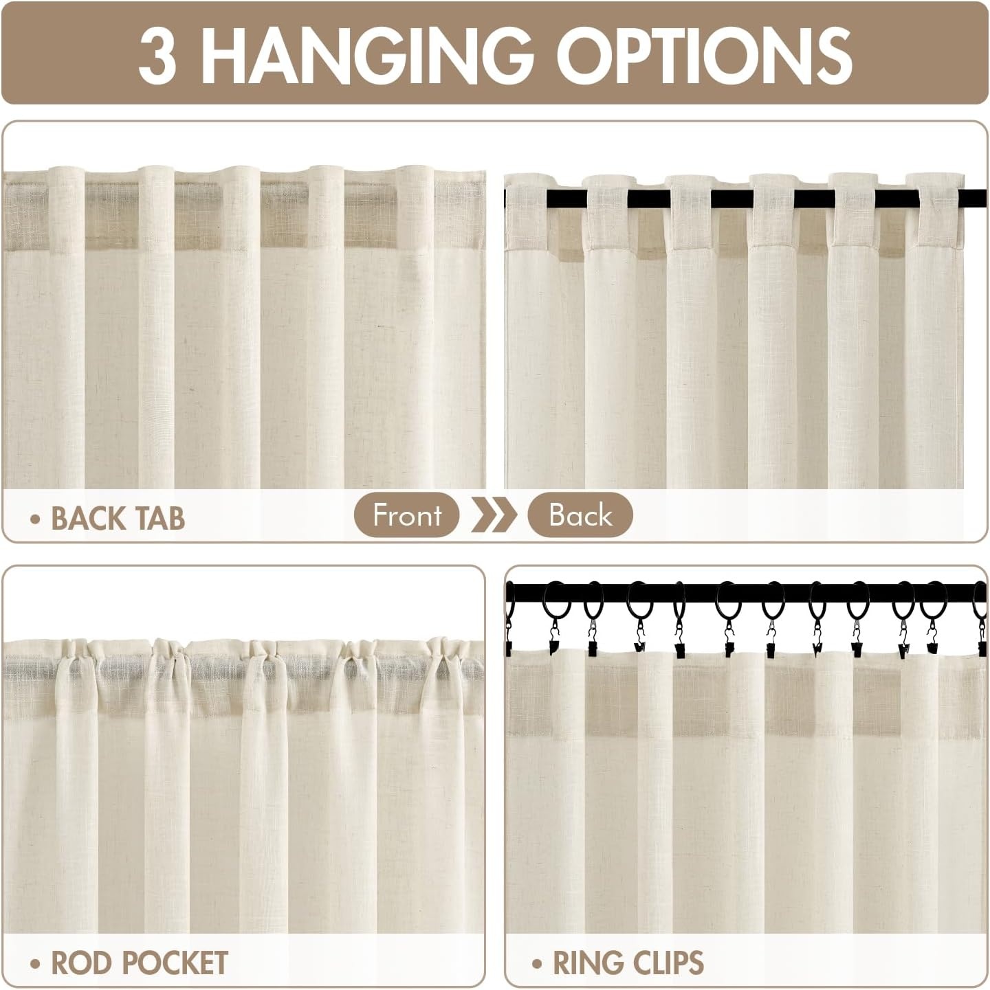 image:imageMIULEE Natural Linen Curtains 84 Inch Long 4 Panels Light Filtering Window Drapes with Rod Pocket Back Tab for Living Room Bedroom Farmhouse Decor Cream 42 W x 84 L InchesBeige