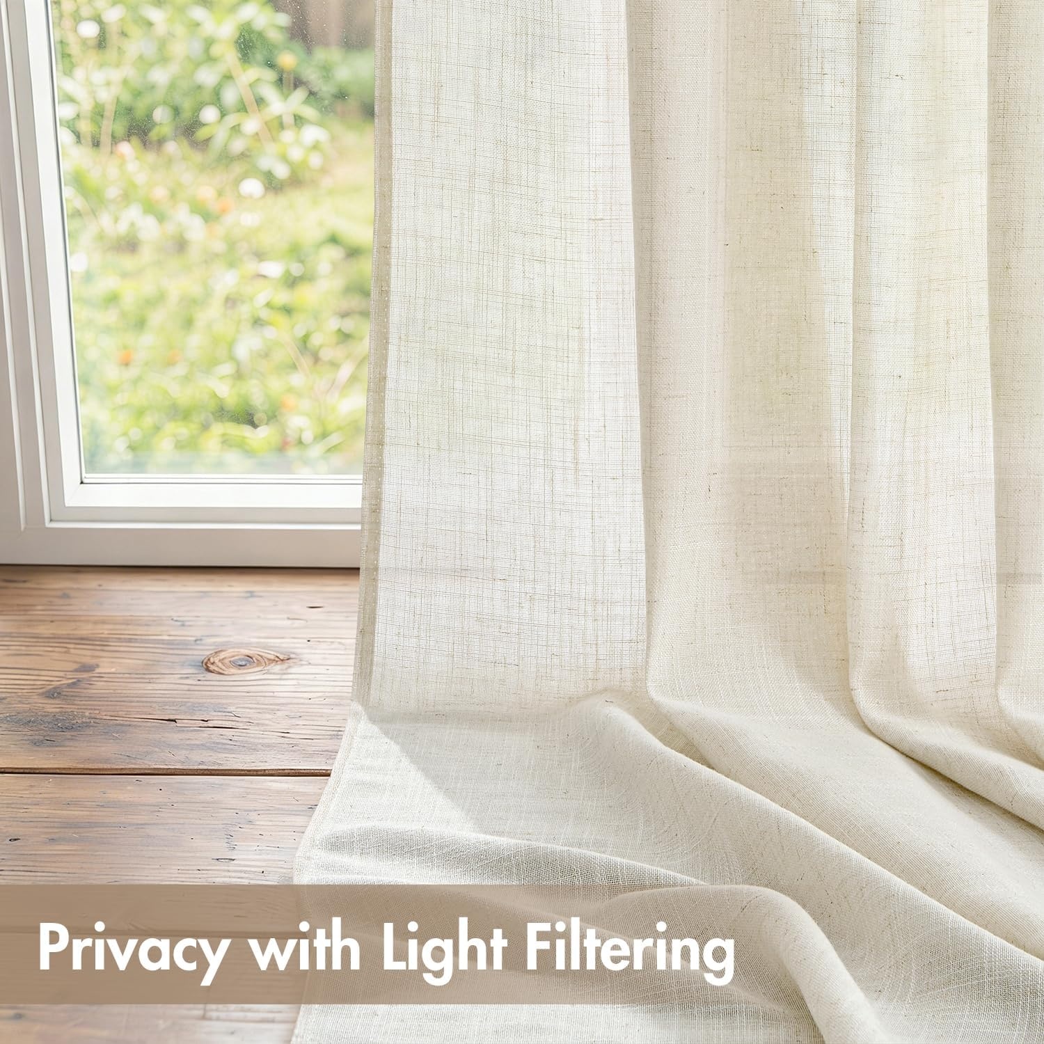 image:imageMIULEE Natural Linen Curtains 84 Inch Long 4 Panels Light Filtering Window Drapes with Rod Pocket Back Tab for Living Room Bedroom Farmhouse Decor Cream 42 W x 84 L InchesNatural