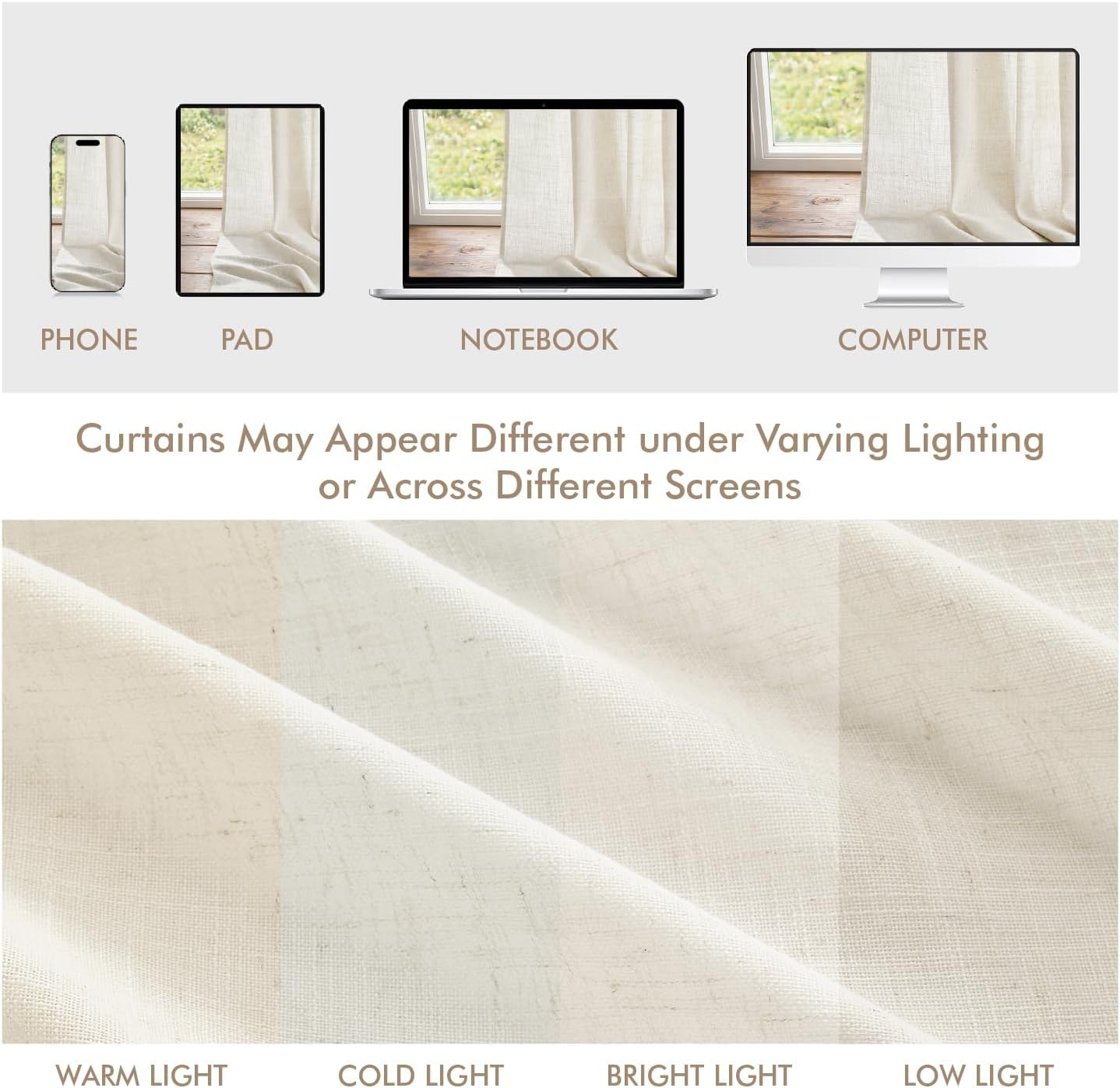 image:imageMIULEE Natural Linen Curtains 84 Inch Long 4 Panels Light Filtering Window Drapes with Rod Pocket Back Tab for Living Room Bedroom Farmhouse Decor Cream 42 W x 84 L InchesBeige