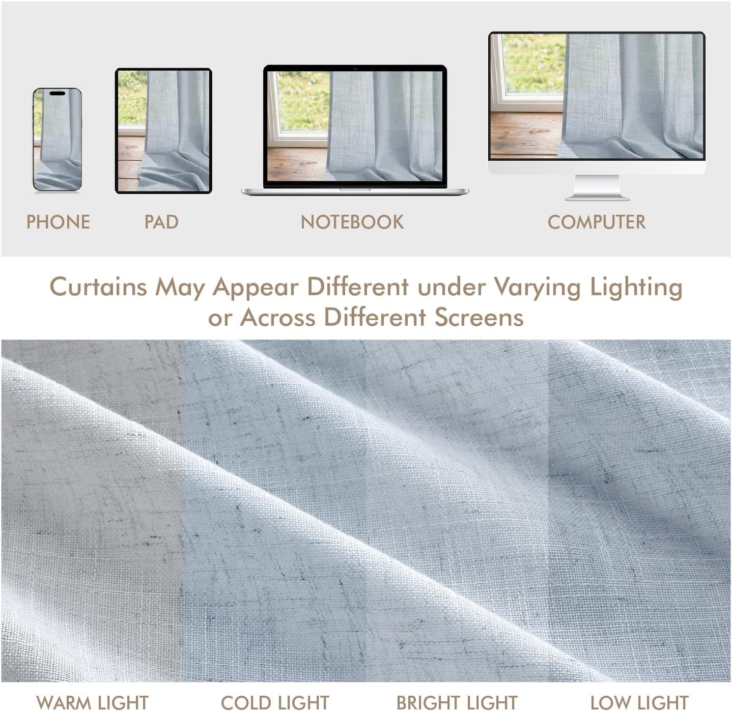 image:imageMIULEE Natural Linen Curtains 84 Inch Long 4 Panels Light Filtering Window Drapes with Rod Pocket Back Tab for Living Room Bedroom Farmhouse Decor Cream 42 W x 84 L InchesBlue