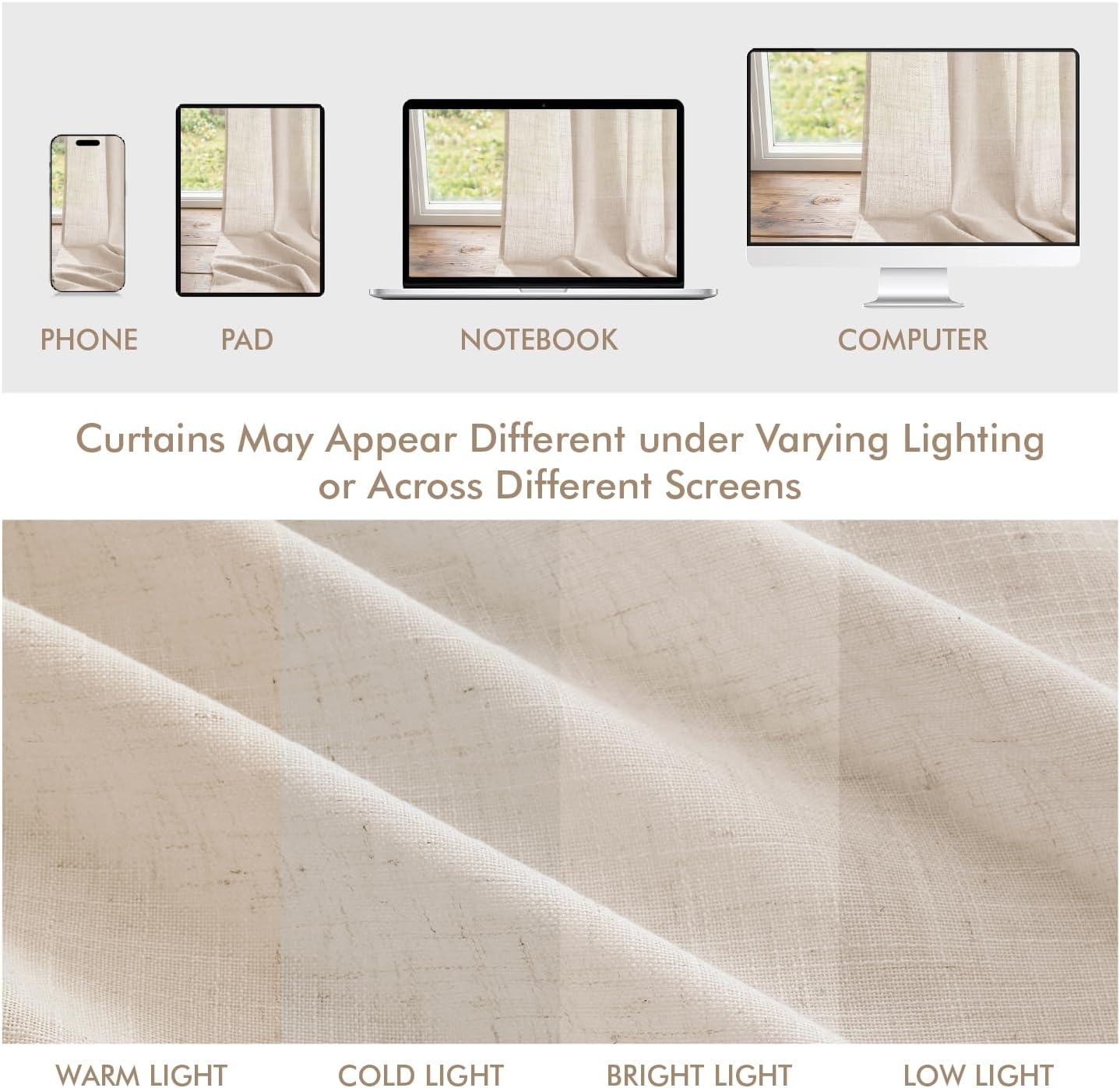 image:imageMIULEE Natural Linen Curtains 84 Inch Long 4 Panels Light Filtering Window Drapes with Rod Pocket Back Tab for Living Room Bedroom Farmhouse Decor Cream 42 W x 84 L InchesCream