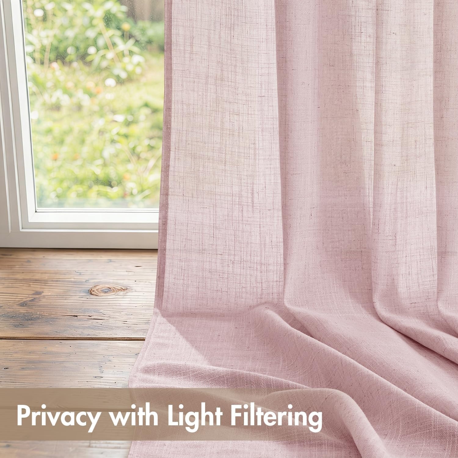 image:imageMIULEE Natural Linen Curtains 84 Inch Long 4 Panels Light Filtering Window Drapes with Rod Pocket Back Tab for Living Room Bedroom Farmhouse Decor Cream 42 W x 84 L InchesPink