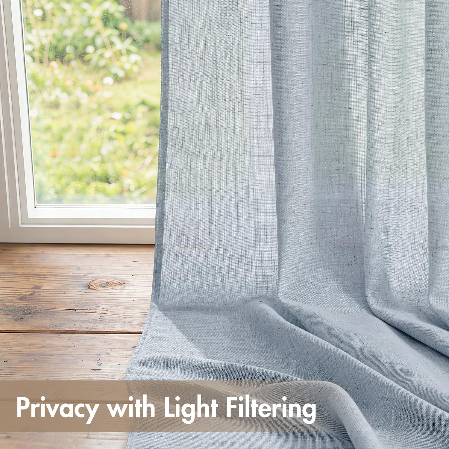 image:imageMIULEE Natural Linen Curtains 84 Inch Long 4 Panels Light Filtering Window Drapes with Rod Pocket Back Tab for Living Room Bedroom Farmhouse Decor Cream 42 W x 84 L InchesBlue