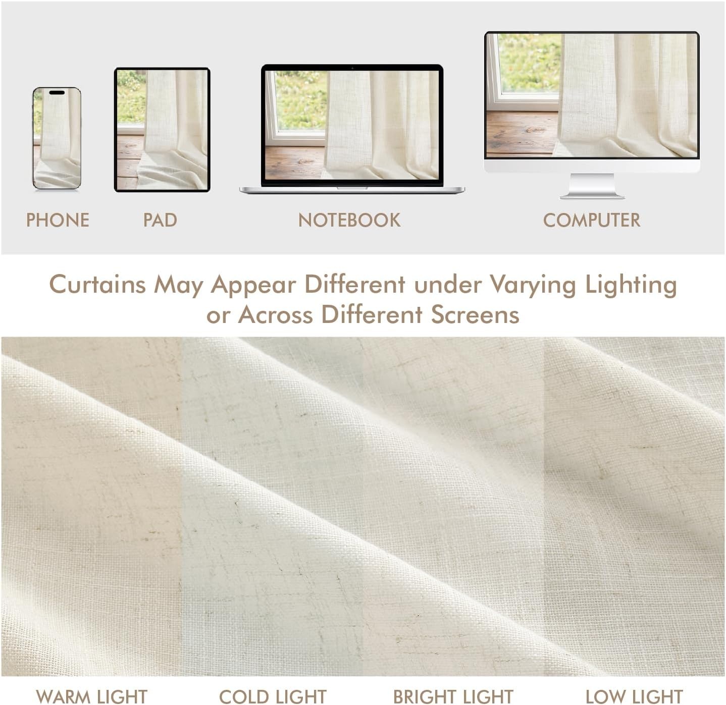 image:imageMIULEE Natural Linen Curtains 84 Inch Long 4 Panels Light Filtering Window Drapes with Rod Pocket Back Tab for Living Room Bedroom Farmhouse Decor Cream 42 W x 84 L InchesNatural