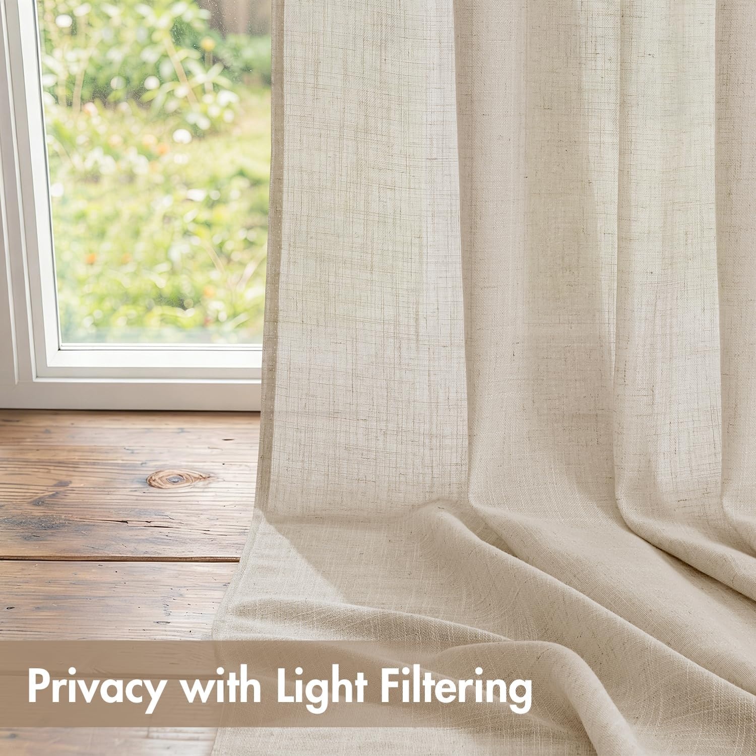 image:imageMIULEE Natural Linen Curtains 84 Inch Long 4 Panels Light Filtering Window Drapes with Rod Pocket Back Tab for Living Room Bedroom Farmhouse Decor Cream 42 W x 84 L InchesOatmeal