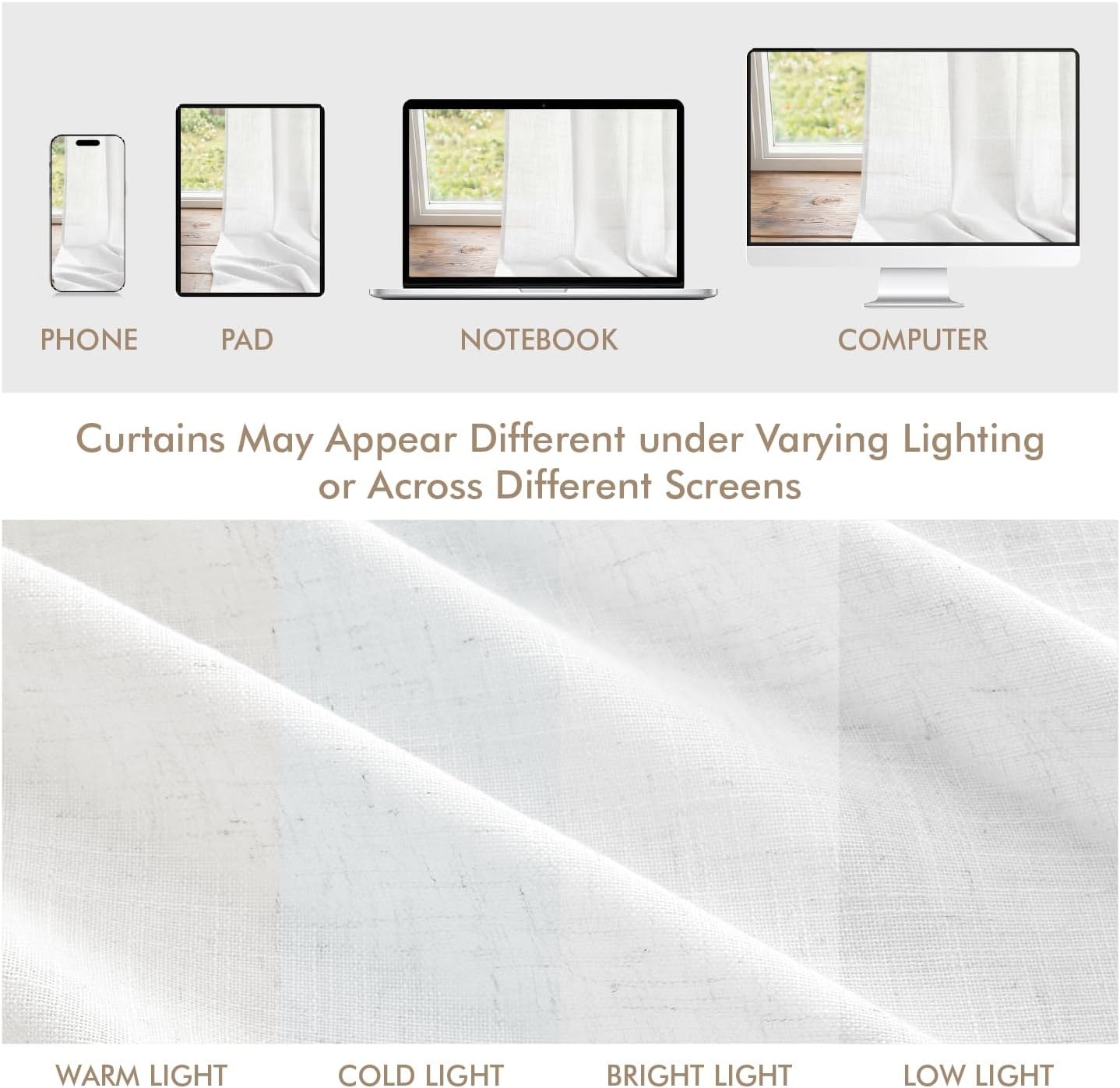 image:imageMIULEE Natural Linen Curtains 84 Inch Long 4 Panels Light Filtering Window Drapes with Rod Pocket Back Tab for Living Room Bedroom Farmhouse Decor Cream 42 W x 84 L InchesWhite