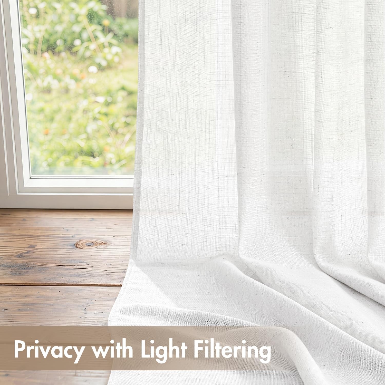image:imageMIULEE Natural Linen Curtains 84 Inch Long 4 Panels Light Filtering Window Drapes with Rod Pocket Back Tab for Living Room Bedroom Farmhouse Decor Cream 42 W x 84 L InchesWhite
