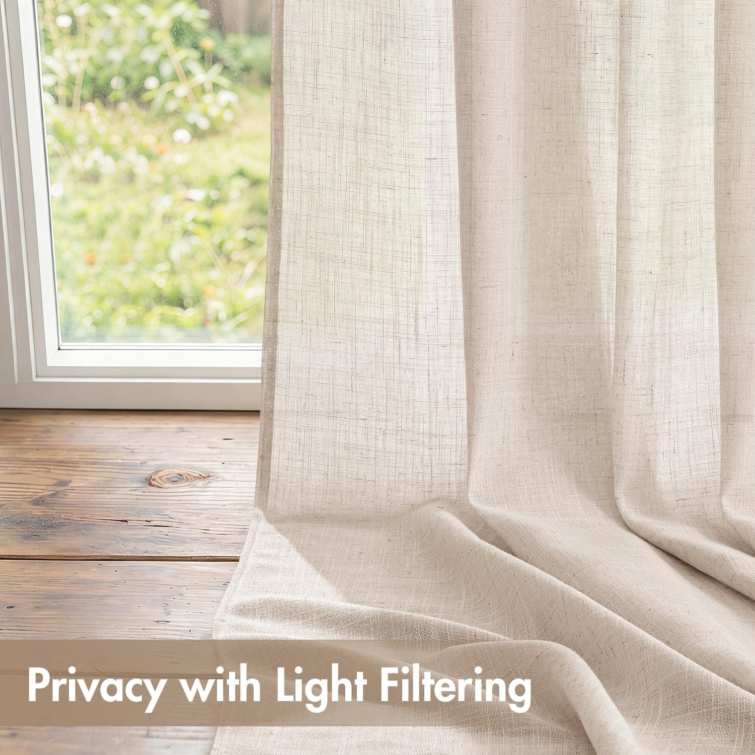 image:imageMIULEE Natural Linen Curtains 84 Inch Long 4 Panels Light Filtering Window Drapes with Rod Pocket Back Tab for Living Room Bedroom Farmhouse Decor Cream 42 W x 84 L InchesCream