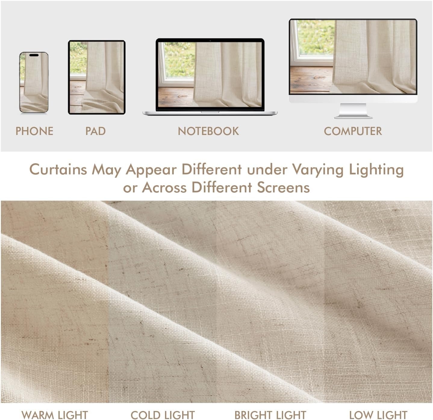 image:imageMIULEE Natural Linen Curtains 84 Inch Long 4 Panels Light Filtering Window Drapes with Rod Pocket Back Tab for Living Room Bedroom Farmhouse Decor Cream 42 W x 84 L InchesOatmeal