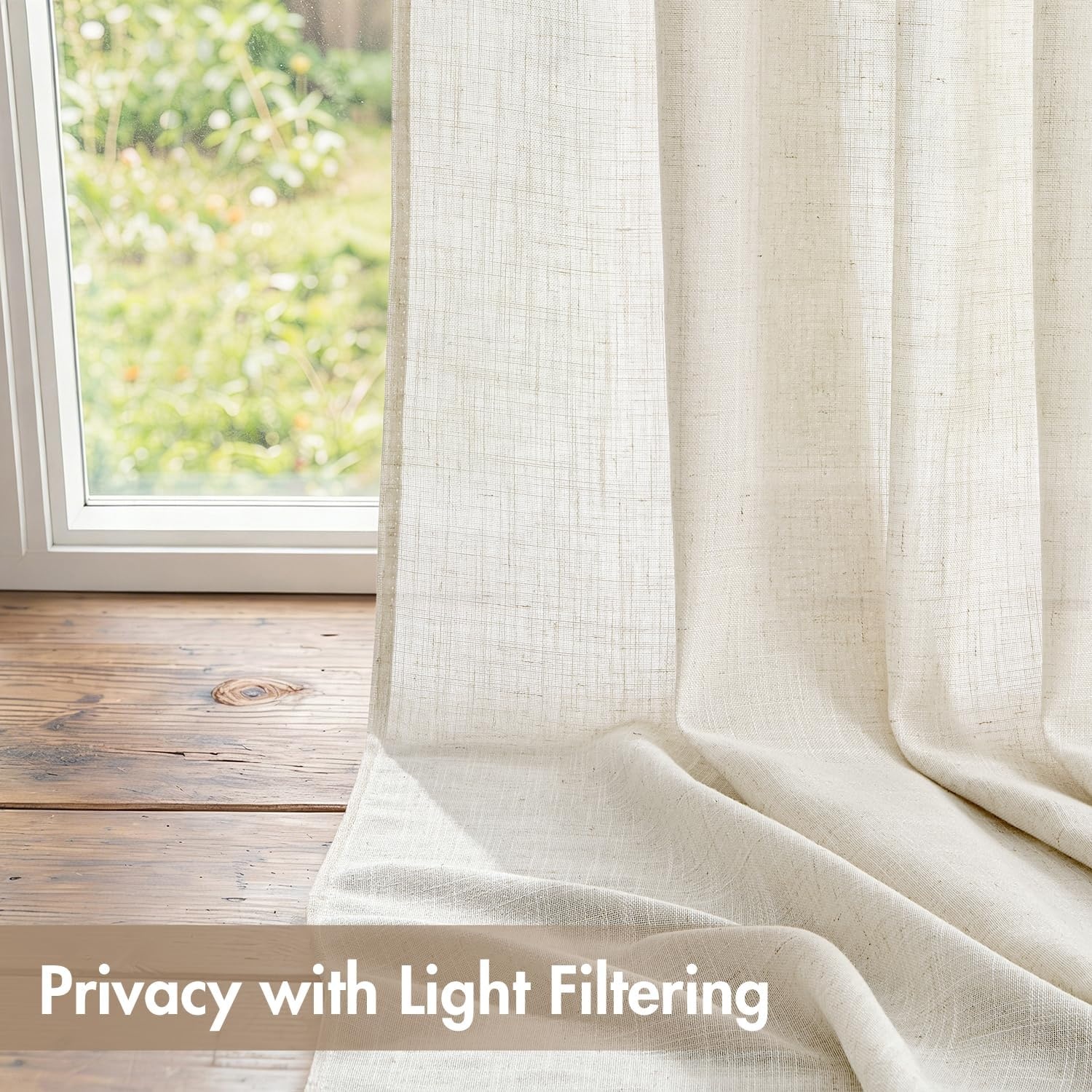 image:imageMIULEE Natural Linen Curtains 84 Inch Long 4 Panels Light Filtering Window Drapes with Rod Pocket Back Tab for Living Room Bedroom Farmhouse Decor Cream 42 W x 84 L InchesBeige