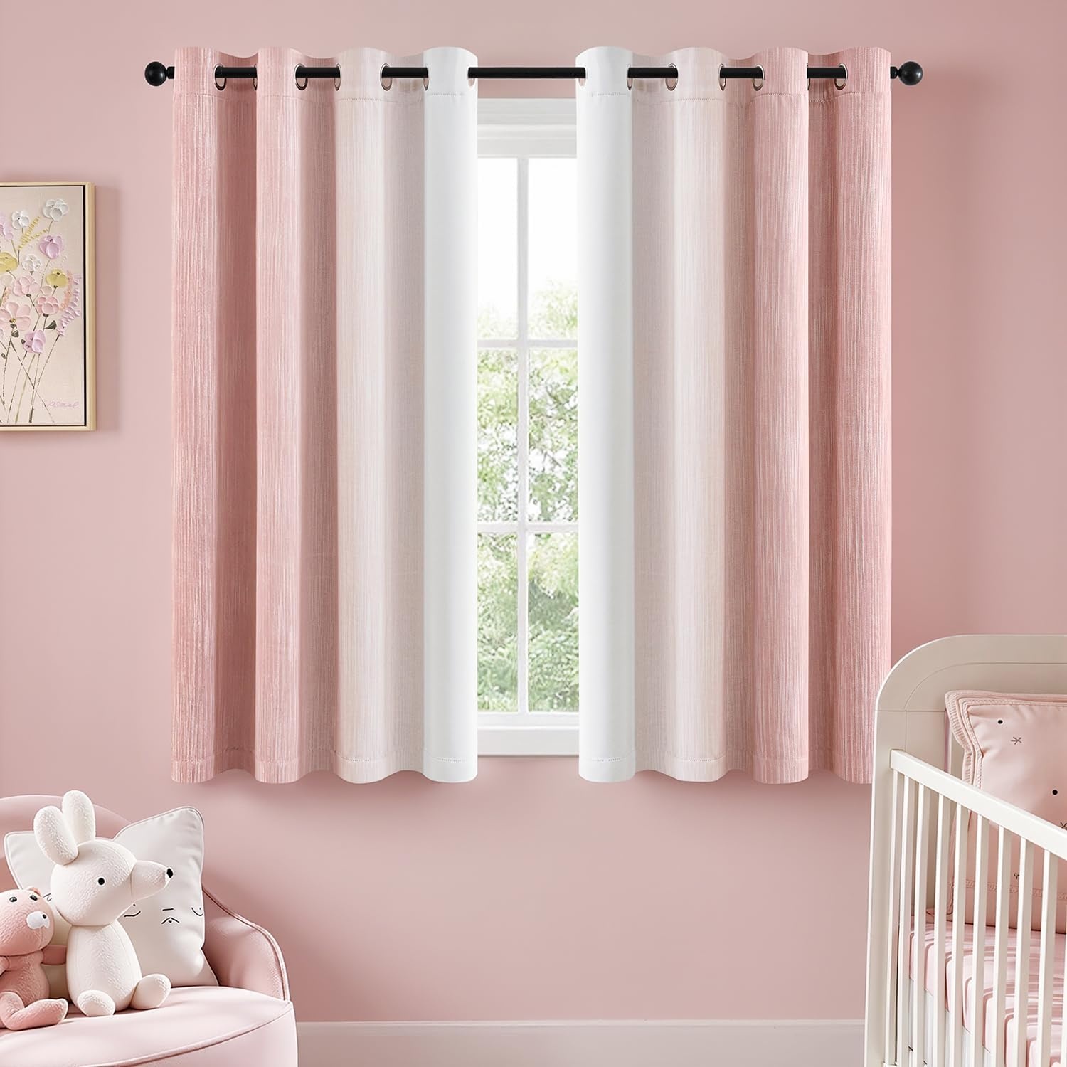 image:imageMIULEE Navy Blue and Greyish White Ombre Blackout Curtains Full Room Darkening Thermal Insulated 84 Inches Long Drapes for BedroomLiving Room Grommet Window Treatments Modern 52Wx84L Set of 2Pink and Greyish White