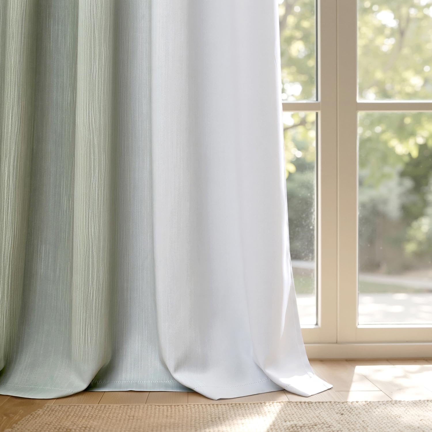 image:imageMIULEE Navy Blue and Greyish White Ombre Blackout Curtains Full Room Darkening Thermal Insulated 84 Inches Long Drapes for BedroomLiving Room Grommet Window Treatments Modern 52Wx84L Set of 2Sage Green and Greyish White