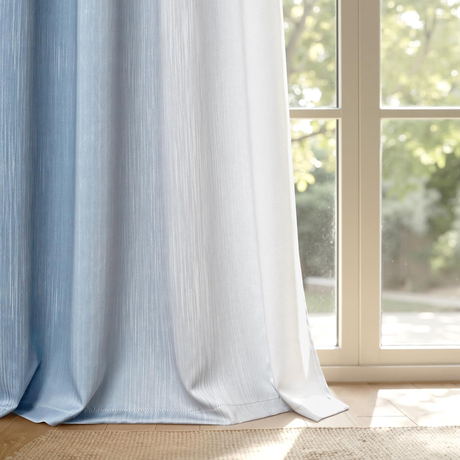 image:imageMIULEE Navy Blue and Greyish White Ombre Blackout Curtains Full Room Darkening Thermal Insulated 84 Inches Long Drapes for BedroomLiving Room Grommet Window Treatments Modern 52Wx84L Set of 2Stone Blue and Greyish White