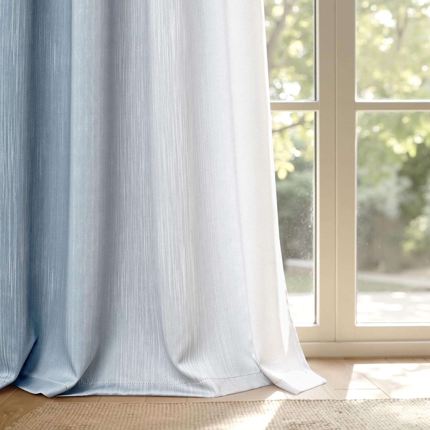 image:imageMIULEE Navy Blue and Greyish White Ombre Blackout Curtains Full Room Darkening Thermal Insulated 84 Inches Long Drapes for BedroomLiving Room Grommet Window Treatments Modern 52Wx84L Set of 2Chambray Blue and Greyish White