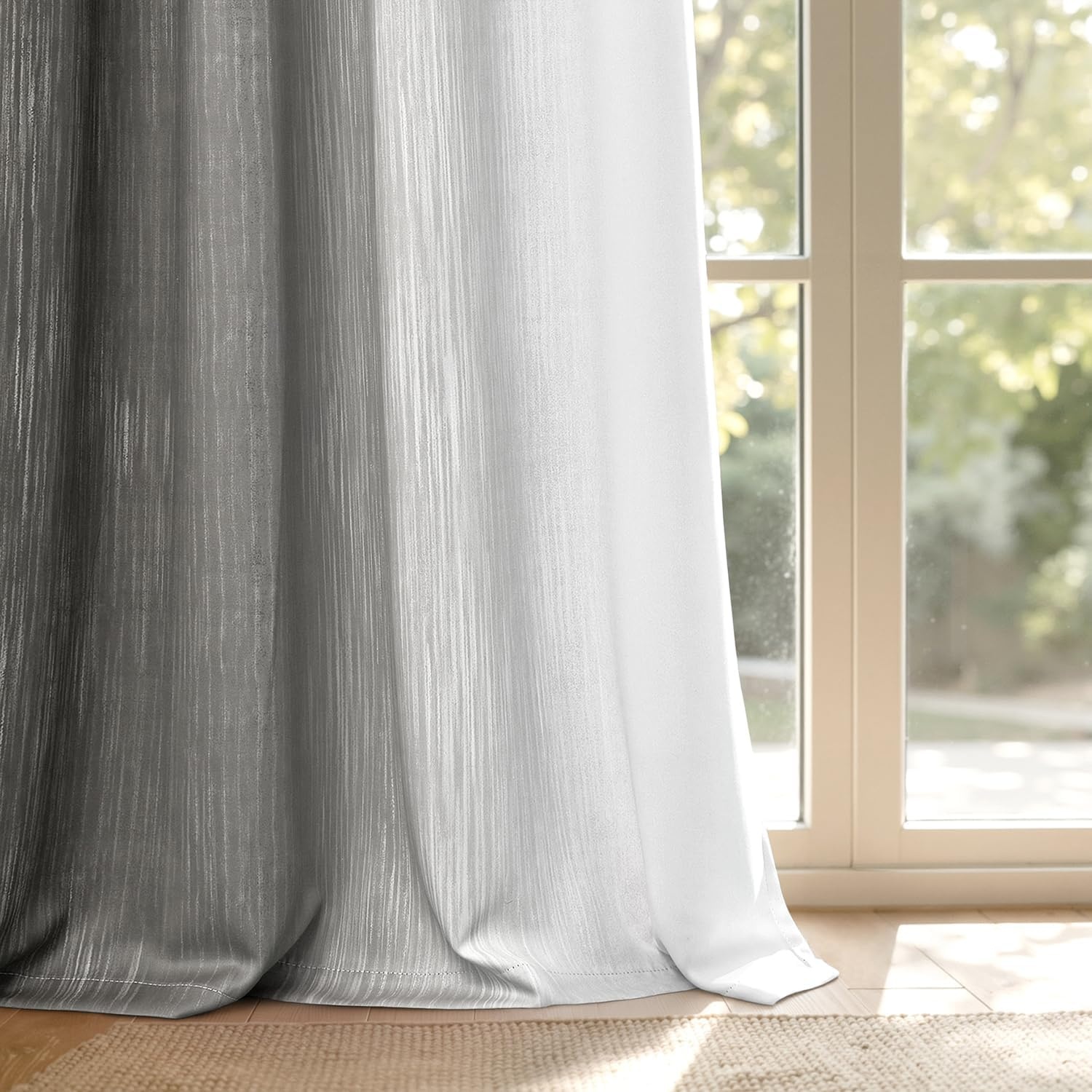 image:imageMIULEE Navy Blue and Greyish White Ombre Blackout Curtains Full Room Darkening Thermal Insulated 84 Inches Long Drapes for BedroomLiving Room Grommet Window Treatments Modern 52Wx84L Set of 2Grey and Greyish White