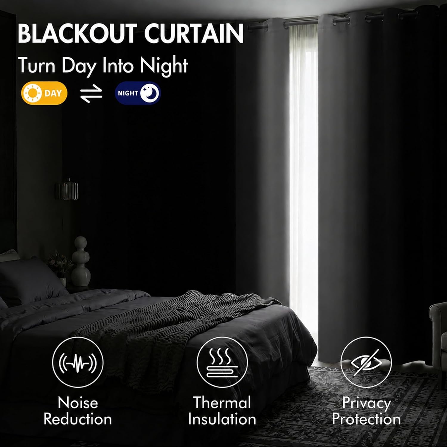 image:imageMIULEE Navy Blue and Greyish White Ombre Blackout Curtains Full Room Darkening Thermal Insulated 84 Inches Long Drapes for BedroomLiving Room Grommet Window Treatments Modern 52Wx84L Set of 2Navy Blue and Greyish White