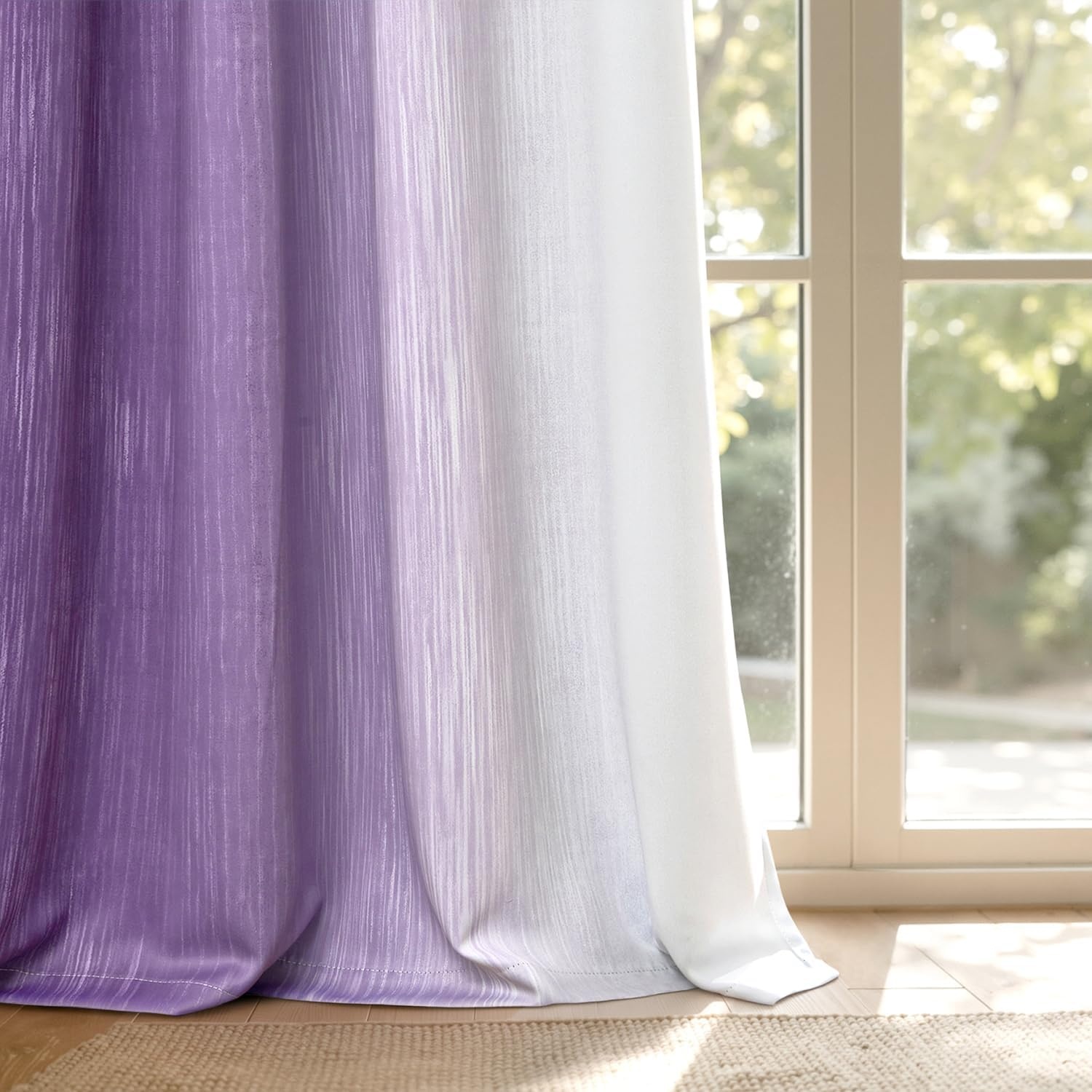 image:imageMIULEE Navy Blue and Greyish White Ombre Blackout Curtains Full Room Darkening Thermal Insulated 84 Inches Long Drapes for BedroomLiving Room Grommet Window Treatments Modern 52Wx84L Set of 2Purple and Greyish White