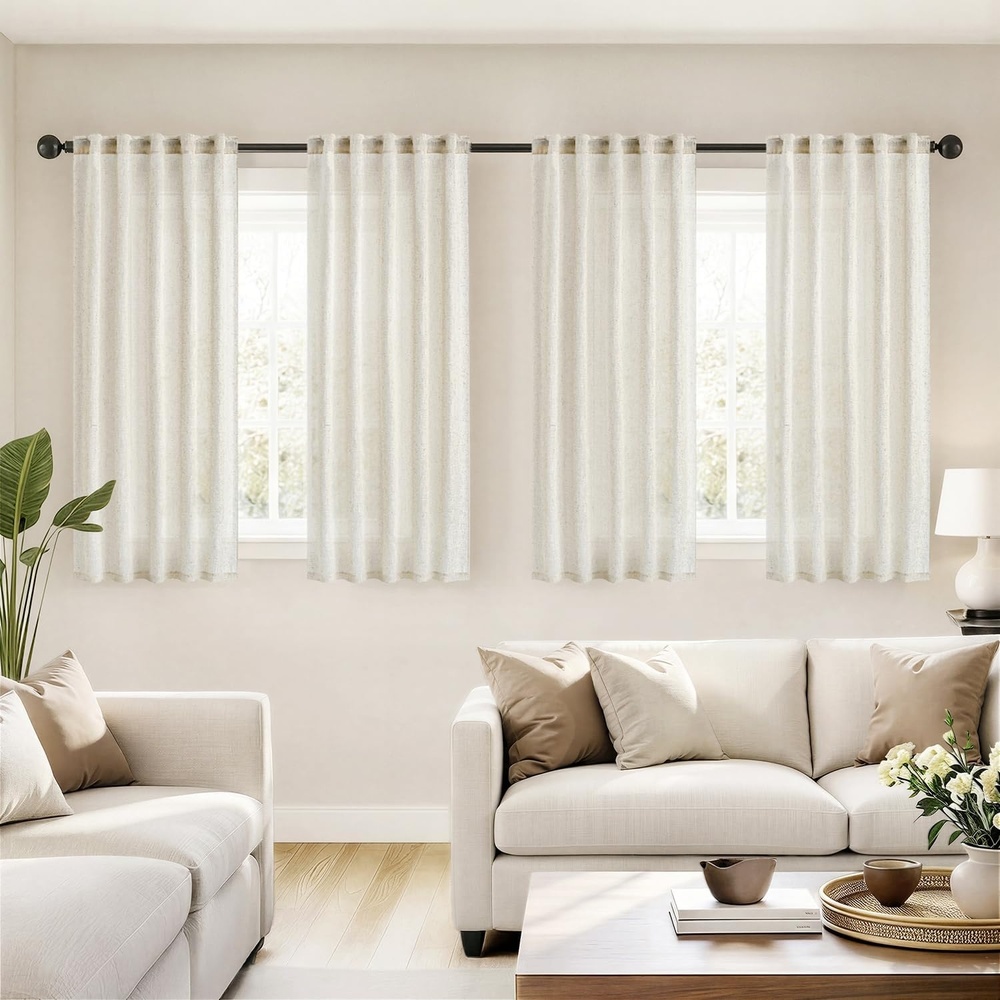 image:imageMIULEE Natural Linen Curtains 84 Inch Long 4 Panels Light Filtering Window Drapes with Rod Pocket Back Tab for Living Room Bedroom Farmhouse Decor Cream 42 W x 84 L InchesNatural