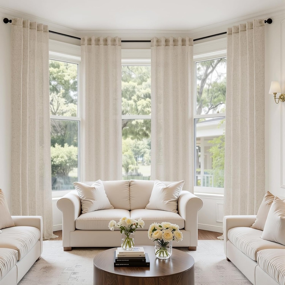 image:imageMIULEE Natural Linen Curtains 84 Inch Long 4 Panels Light Filtering Window Drapes with Rod Pocket Back Tab for Living Room Bedroom Farmhouse Decor Cream 42 W x 84 L InchesOatmeal