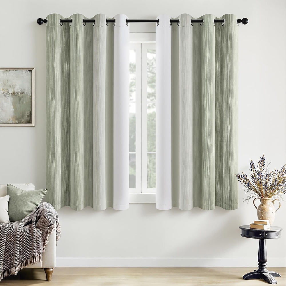 image:imageMIULEE Navy Blue and Greyish White Ombre Blackout Curtains Full Room Darkening Thermal Insulated 84 Inches Long Drapes for BedroomLiving Room Grommet Window Treatments Modern 52Wx84L Set of 2Sage Green and Greyish White